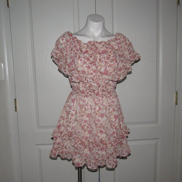 Jessica Simpson Floral Ruffle Tiered Mini Dress Size XS • Boho Chic Romance - Picture 2 of 8